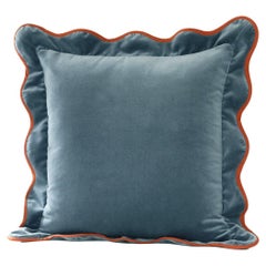 Opala Cojín decorativo de terciopelo azul petróleo festoneado de lujo hecho a mano