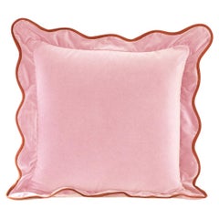 Opala Pink Scalloped Velvet Deluxe Handmade Decorative Pillow