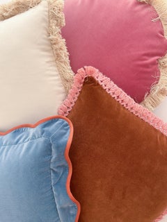 Opala pink Set of 2 Scalloped Velvet Deluxe Handmade Pillows