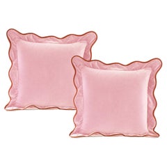 Opala rosa Juego de 2 almohadas festoneadas de terciopelo de lujo hechas a mano