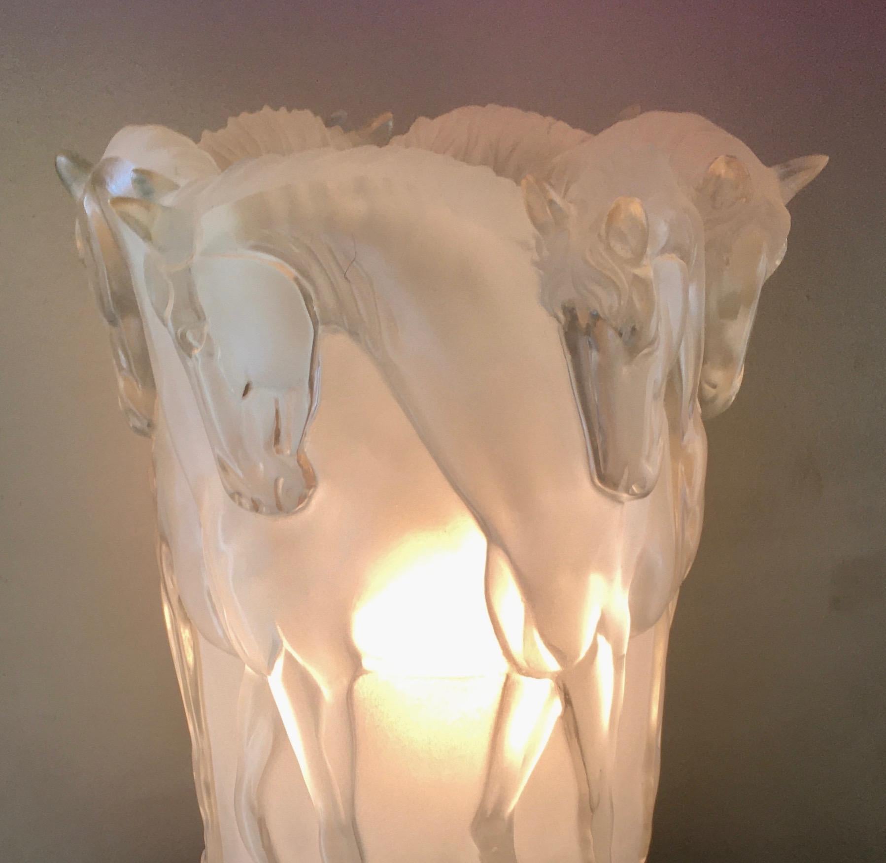 Opalescant Resin Lamp with a Group of Horses, Italy 2002 1