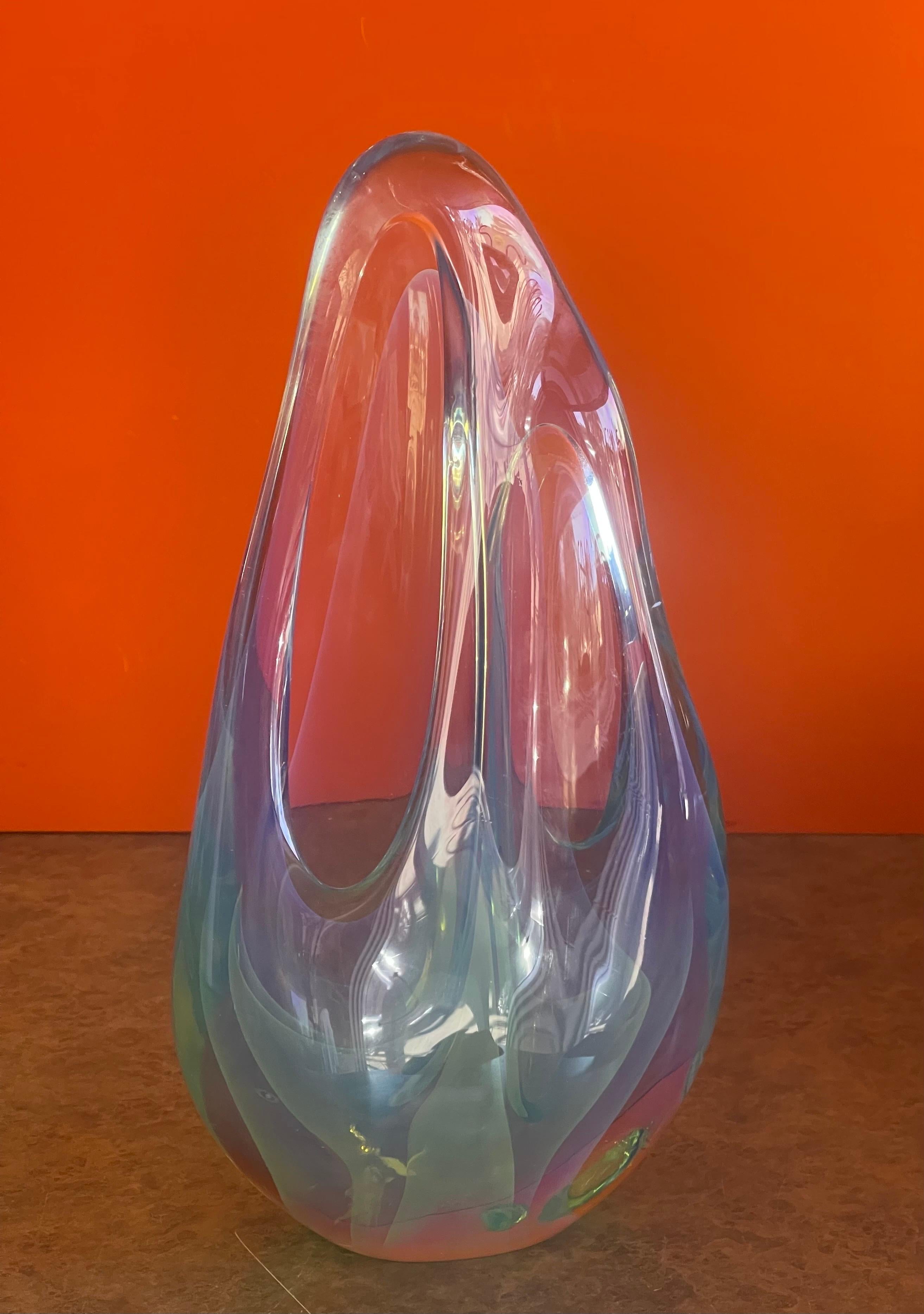 Opalescence Tear Drop Art Glass Sculpture by Charles Wright For Sale 5