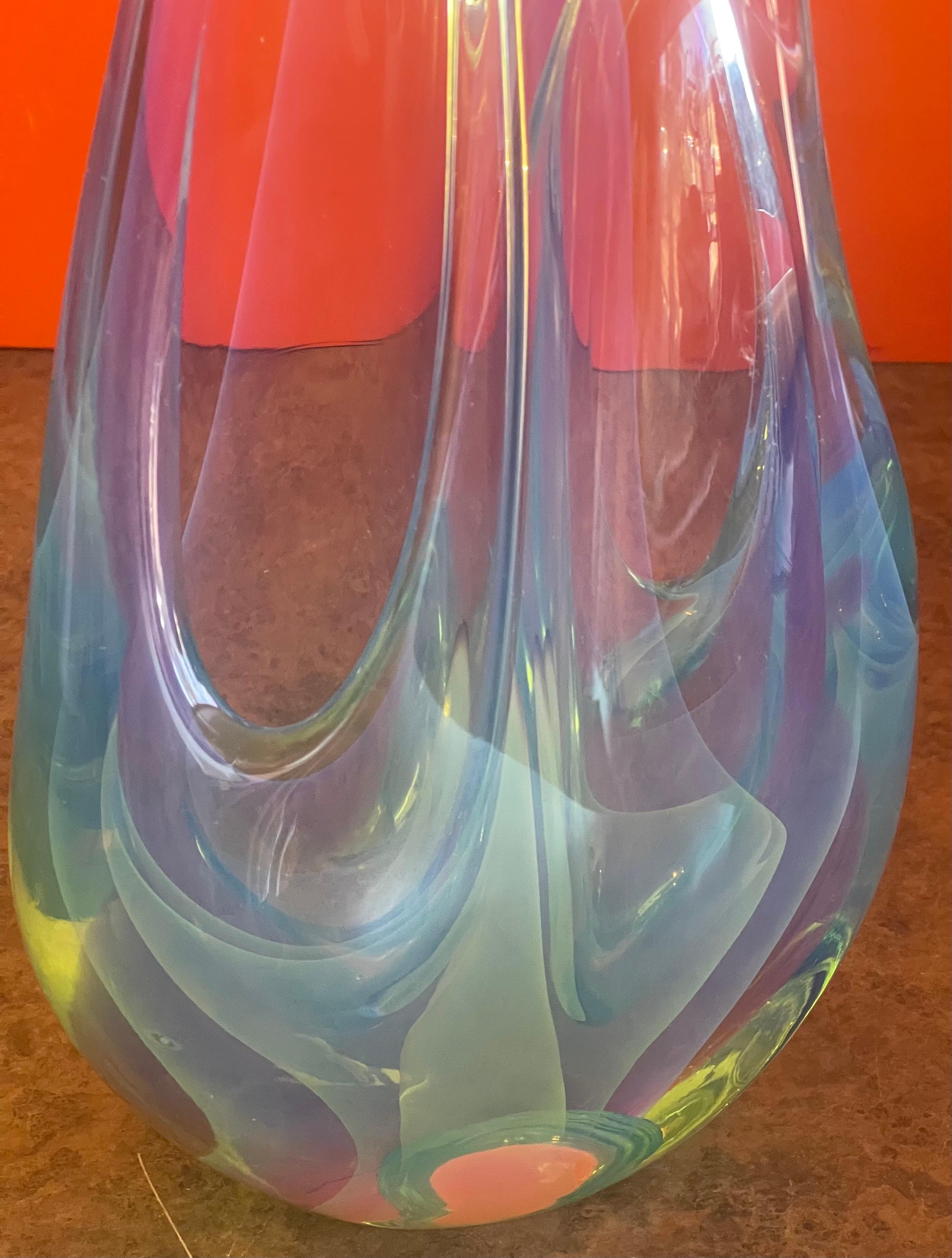 Opalescence Tear Drop Art Glass Sculpture by Charles Wright For Sale 2