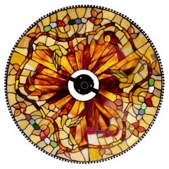 Opalescent Art Nouveau Tiffany Style Stained Glass, Bird Chandelier