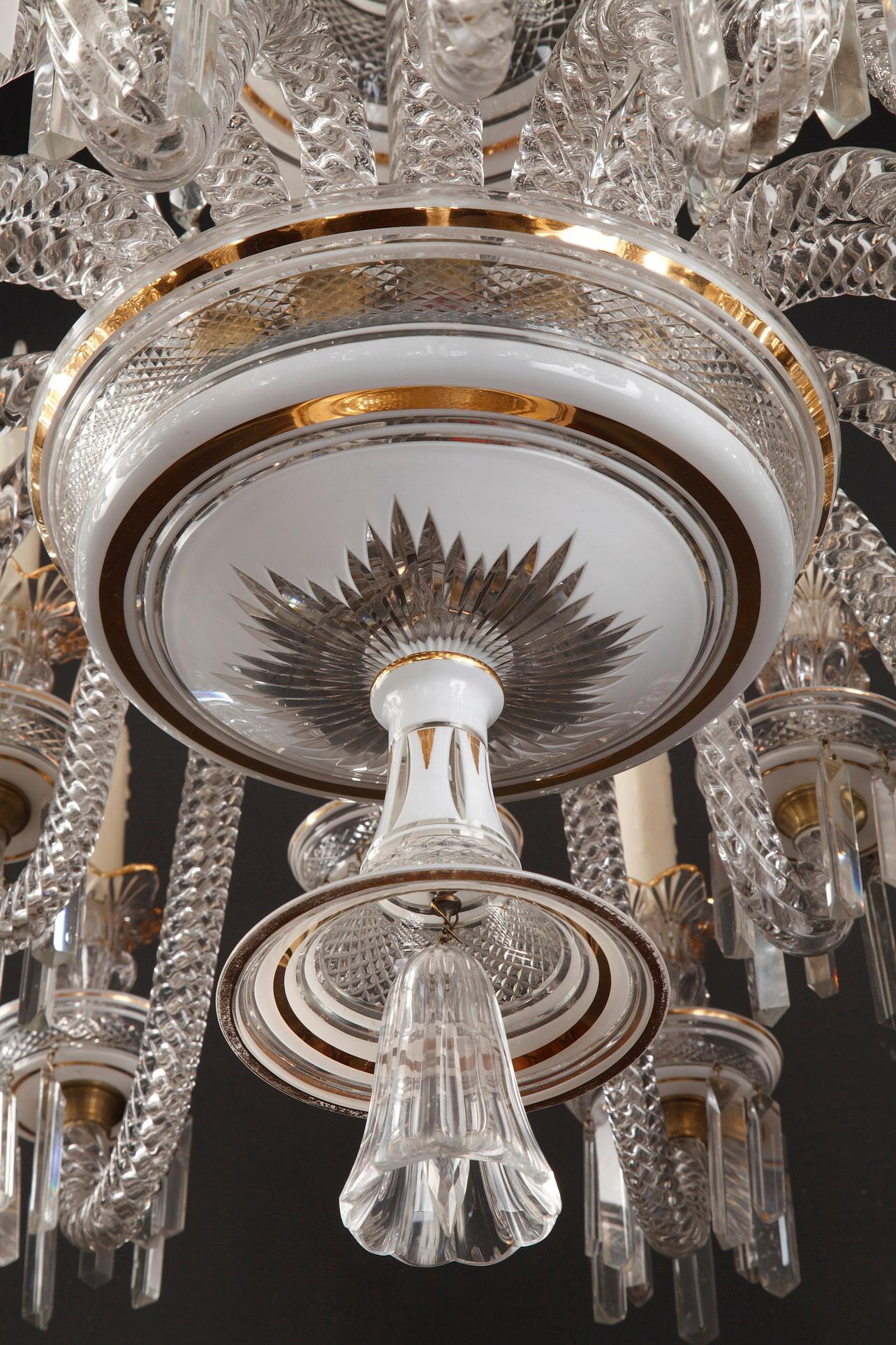 Opalescent Crystal Chandelier Attributed to Baccarat, France, circa 1890 5
