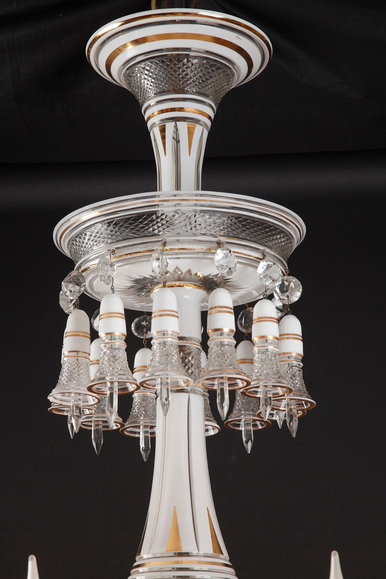 Late 19th Century Opalescent Crystal Chandelier Attributed to Baccarat, France, circa 1890