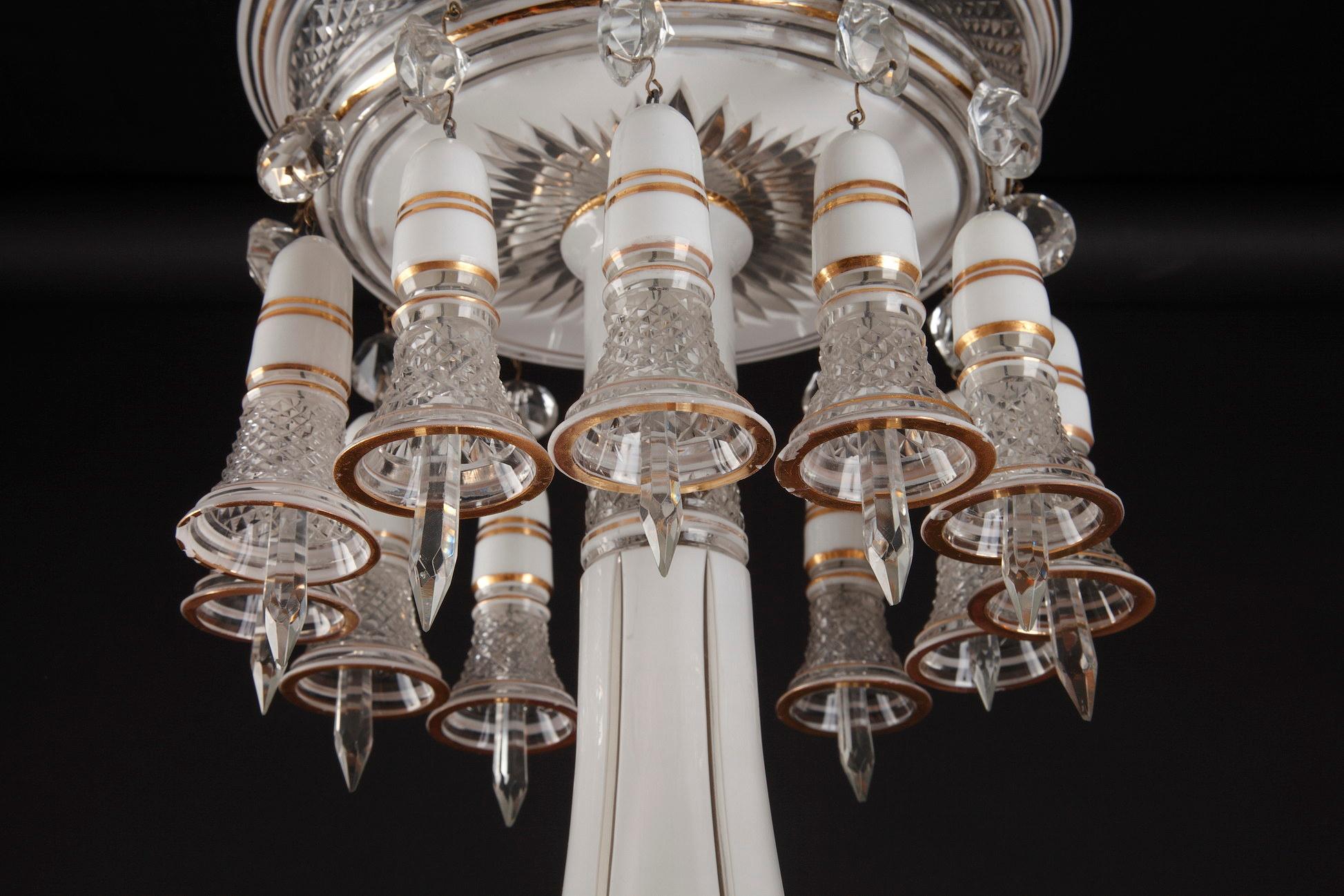 Opalescent Crystal Chandelier Attributed to Baccarat, France, circa 1890 1