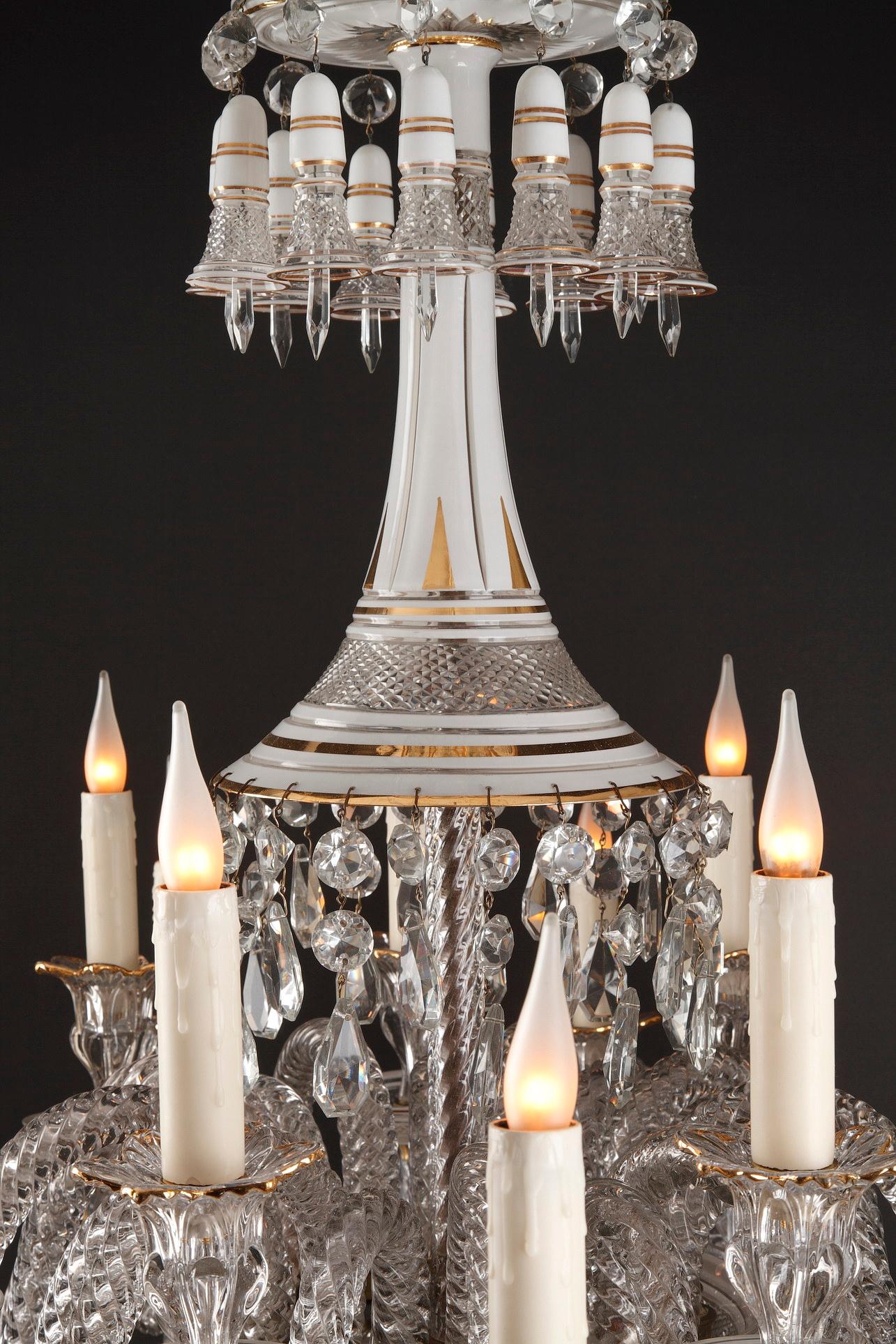 Opalescent Crystal Chandelier Attributed to Baccarat, France, circa 1890 2