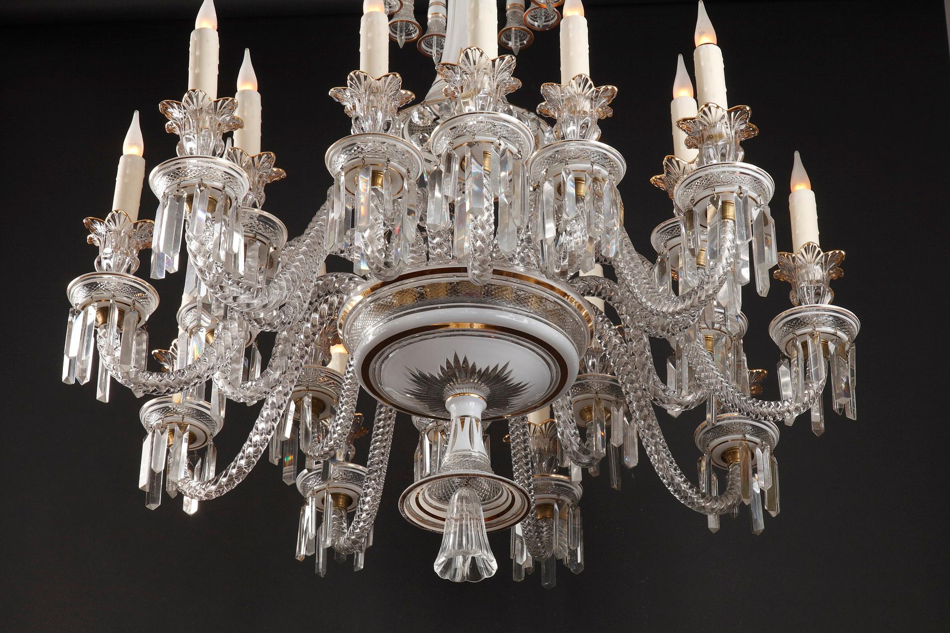 Opalescent Crystal Chandelier Attributed to Baccarat, France, circa 1890 3