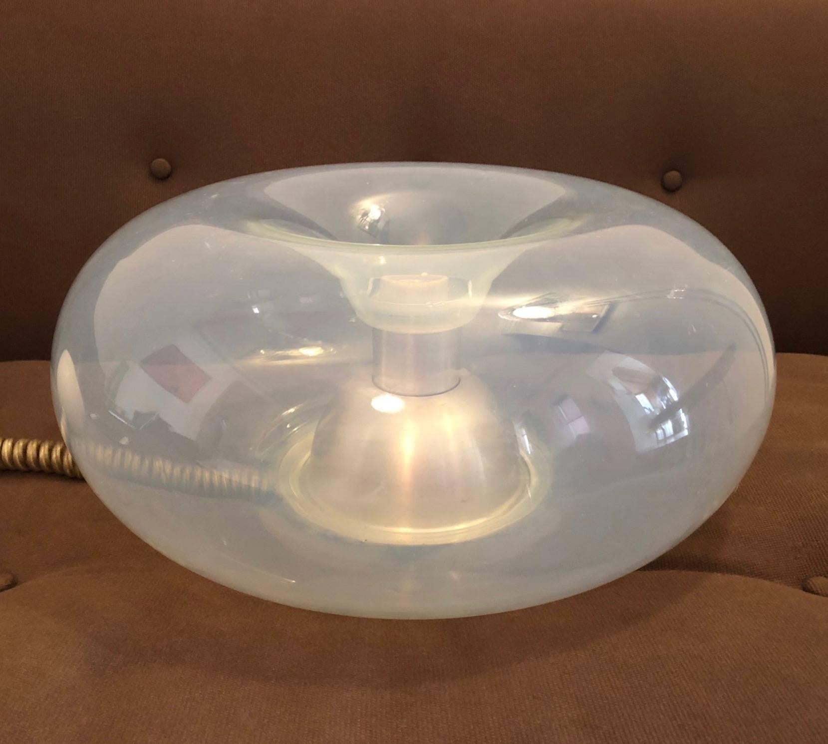 Opalescent Glass Ceiling Fixture by Carlo Nason for Leucos, Italy 1960s In Good Condition For Sale In Jersey City, NJ