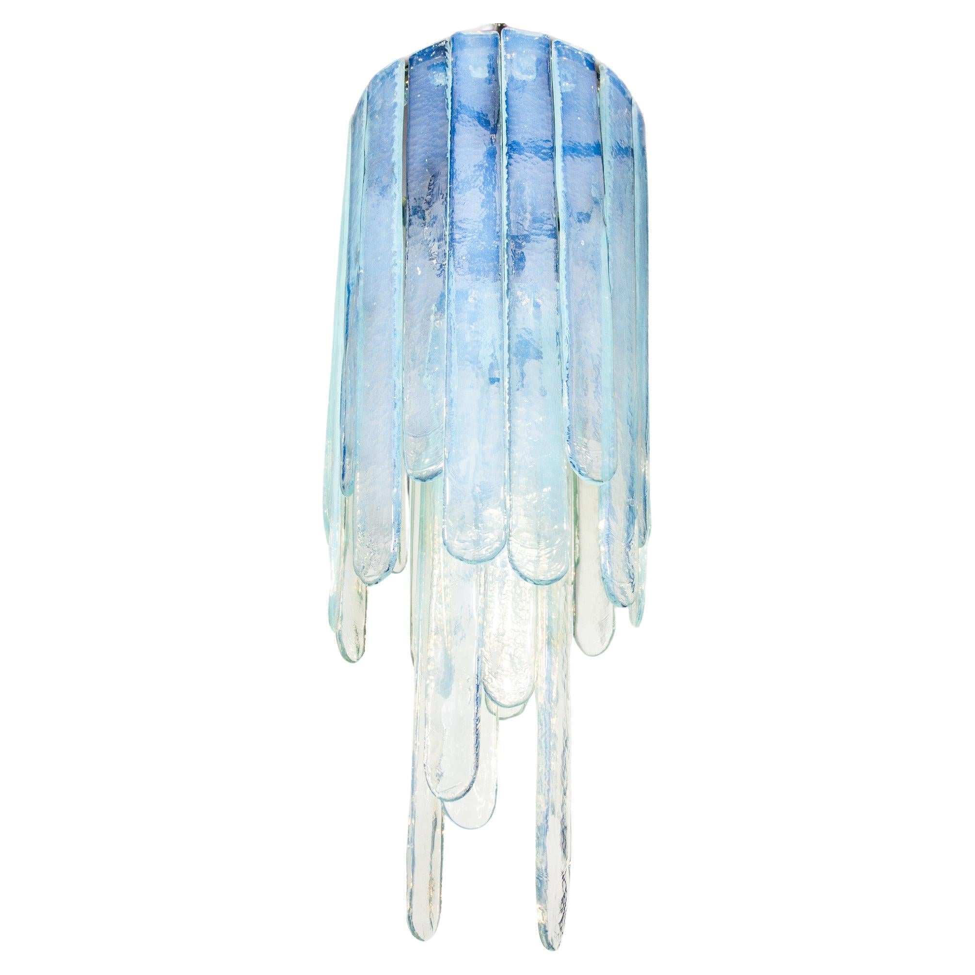 Mid-Century Modern Opalescent Glass Chandelier designed by Carlo Nason for Mazzega, 1960s For Sale