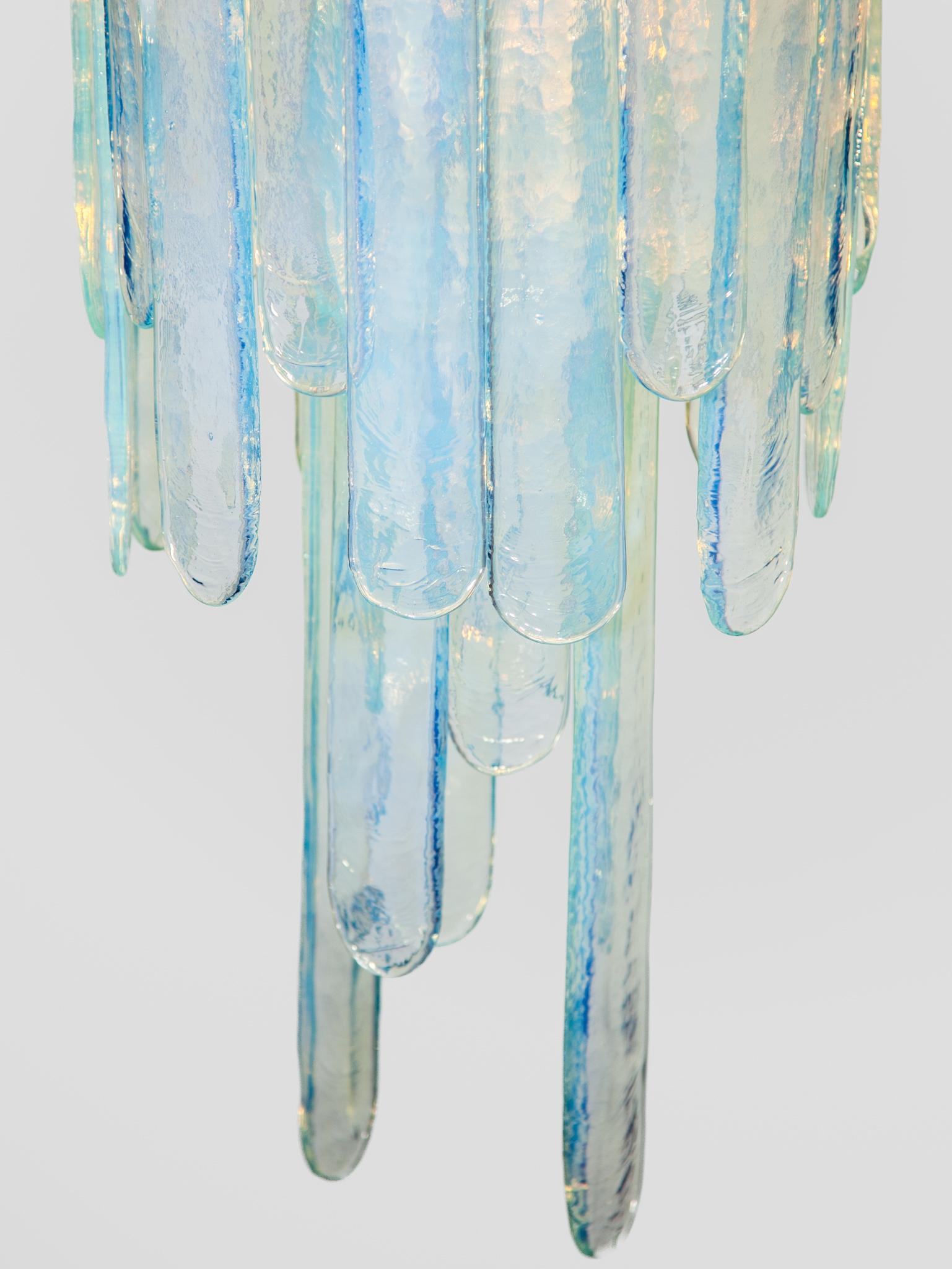 Art Glass Opalescent Glass Chandelier designed by Carlo Nason for Mazzega, 1960s For Sale