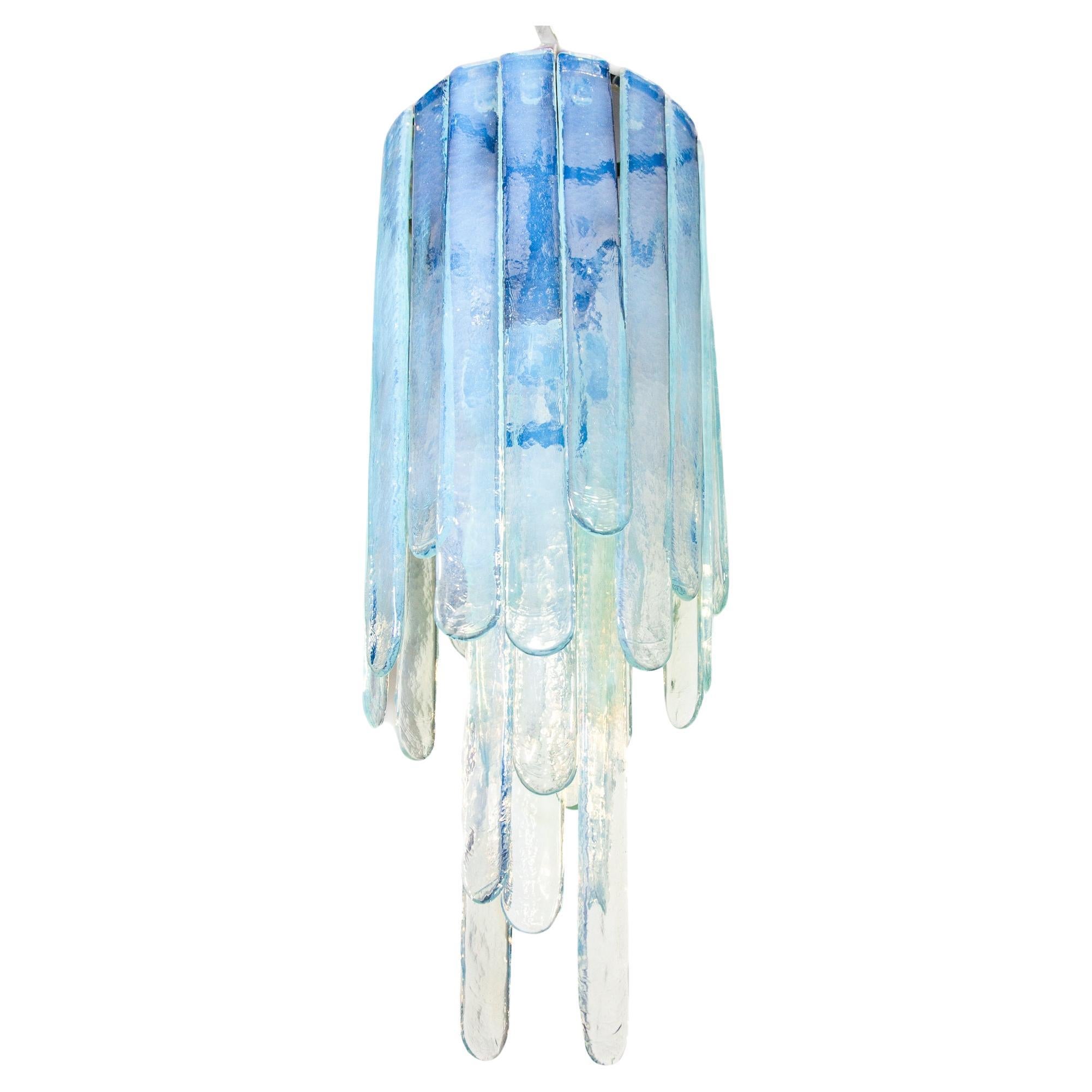 Opalescent Glass Chandelier designed by Carlo Nason for Mazzega, 1960s For Sale