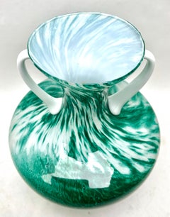 Opalescent Green and White Italian Opaline Pitcher from Florence