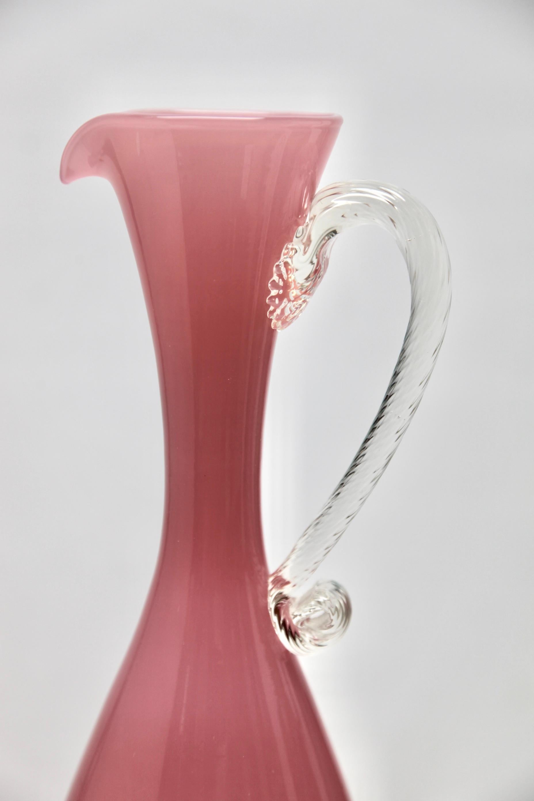 Hand-Crafted Opalescent Italian Opaline Pitcher from Florence For Sale