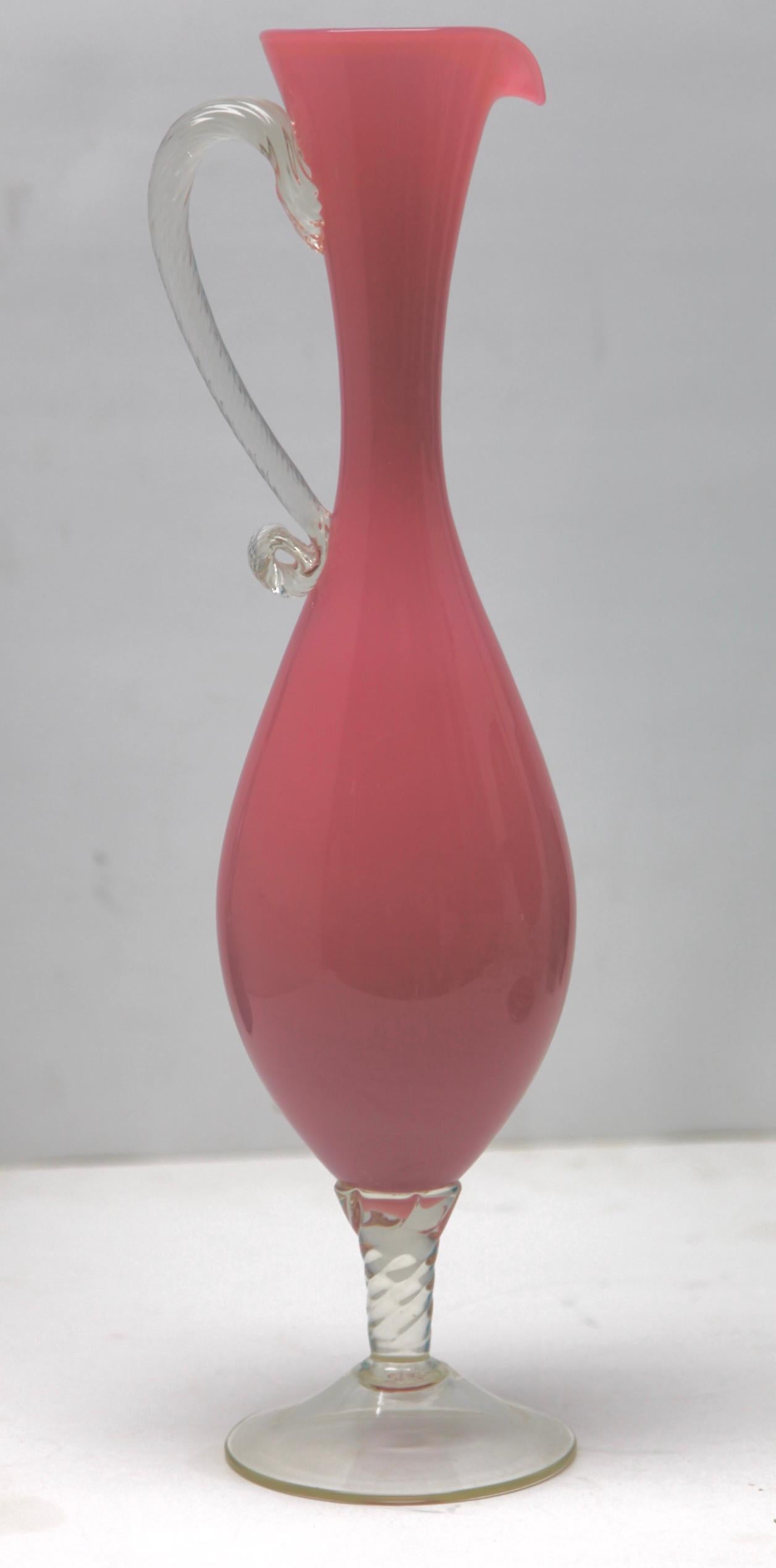 Murano Glass Opalescent Italian Opaline Pitcher from Florence For Sale