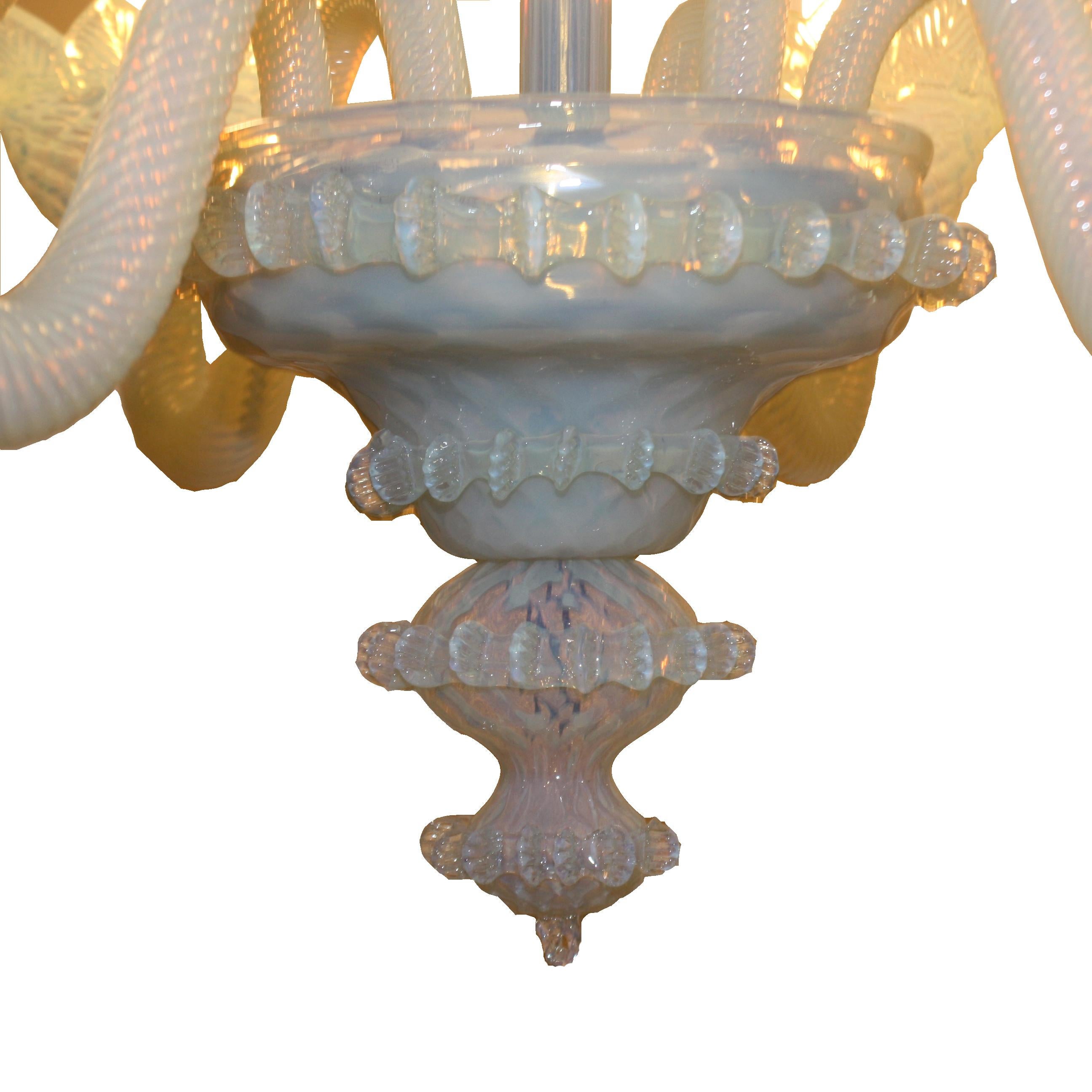 Italian Opalescent Murano Chandelier, circa 1960