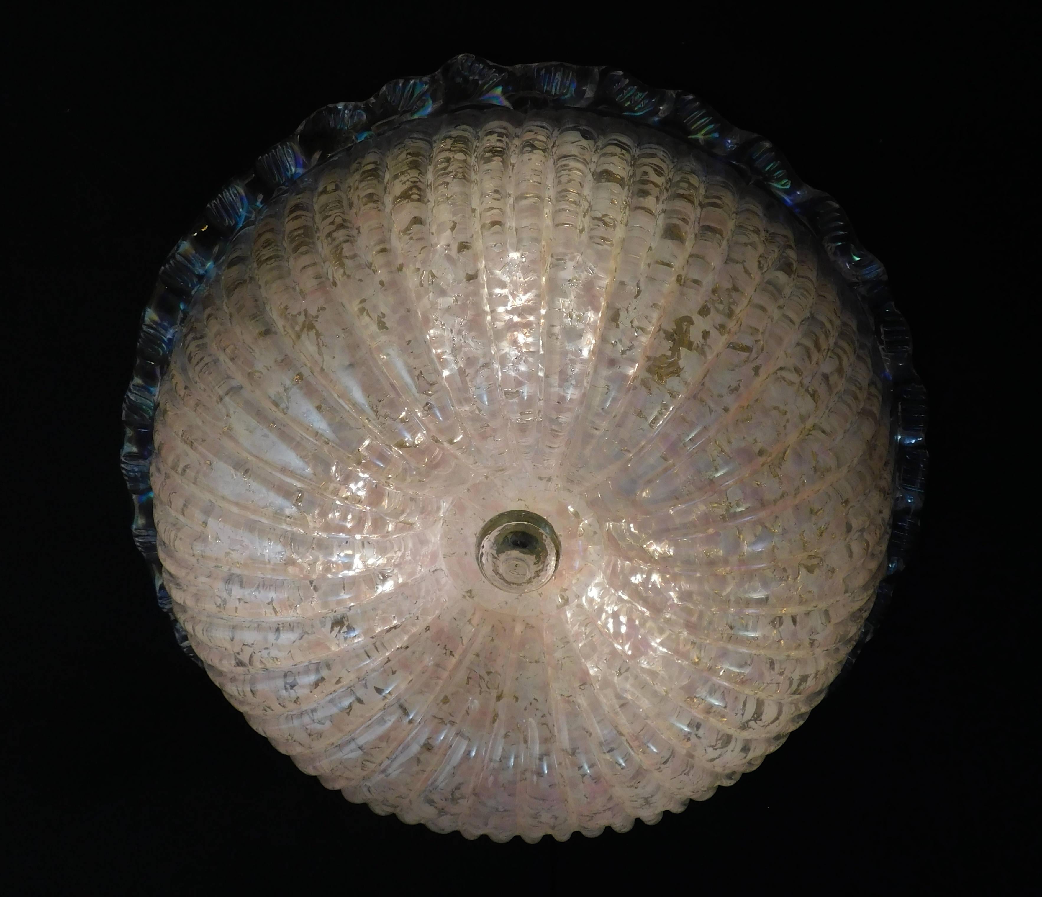 Mid-Century Modern Opalescent Murano Flush Mount en vente