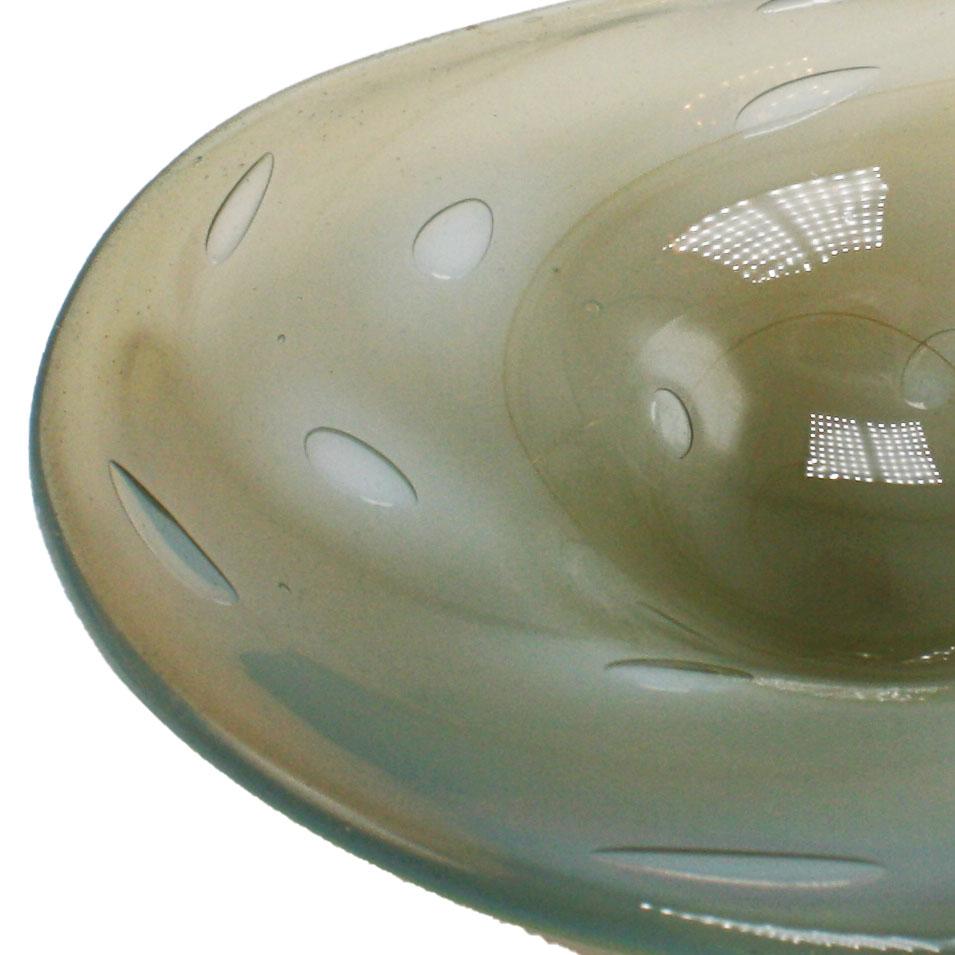 Mid-20th Century Opalescent Murano Glass Bowl with Bubble Inclusions, circa 1960