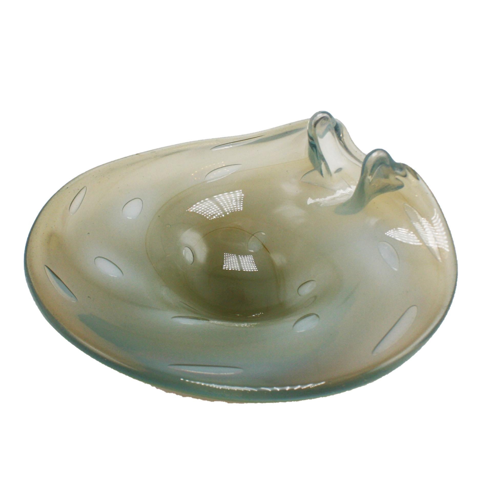 Opalescent Murano Glass Bowl with Bubble Inclusions, circa 1960