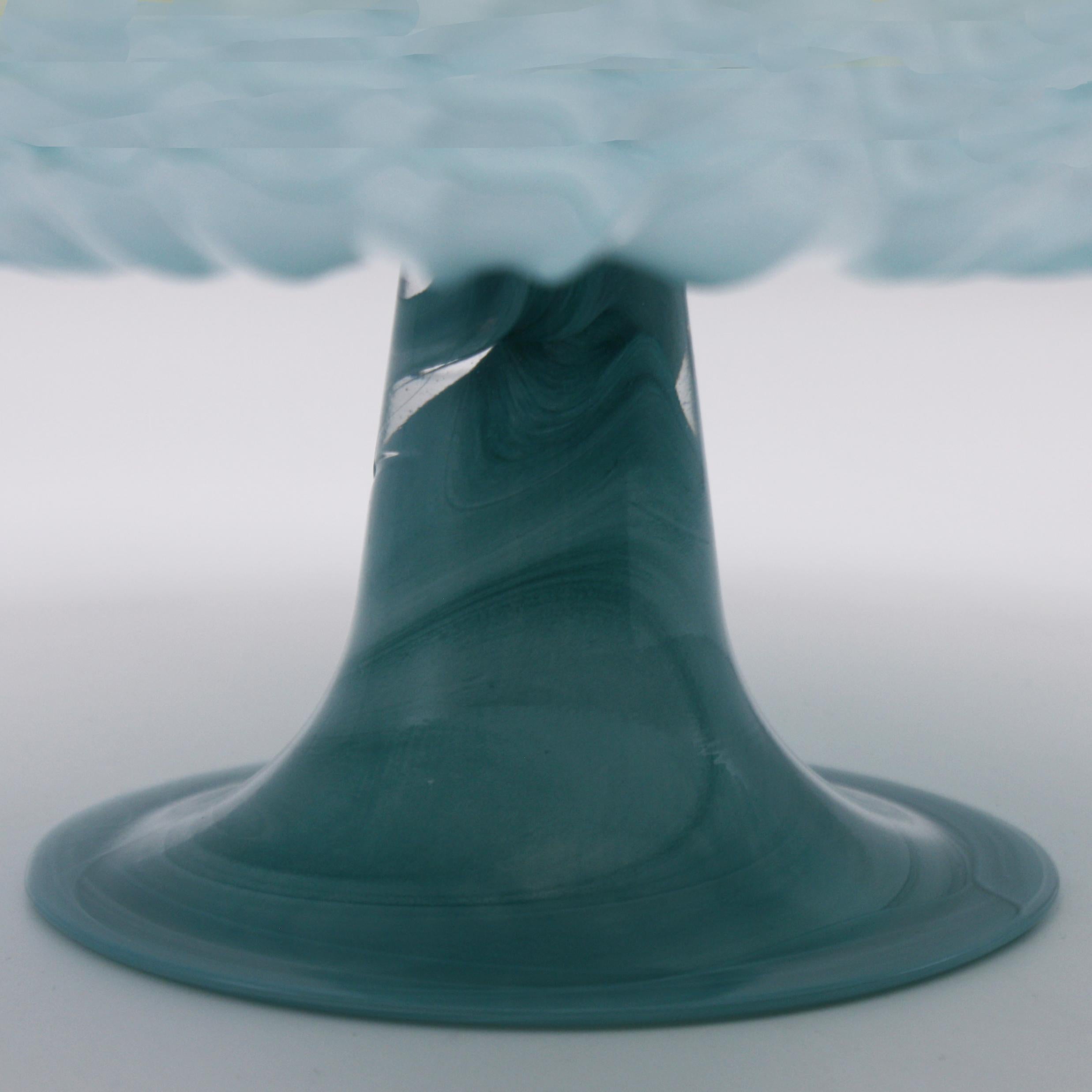 Opalescent Murano Glass Cake Stand, circa 1950 In Excellent Condition In Dallas, TX