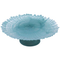 Vintage Opalescent Murano Glass Cake Stand, circa 1950