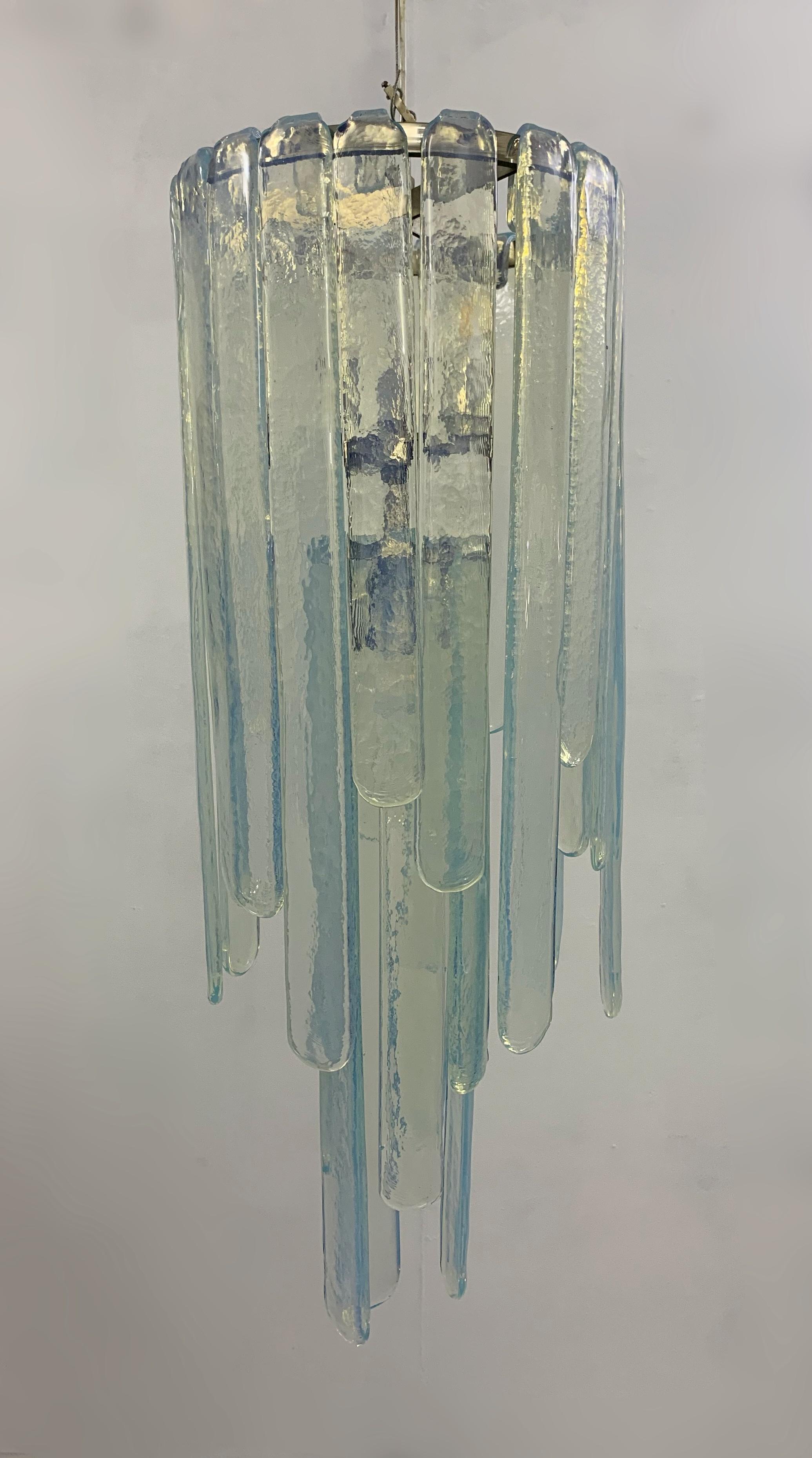 Mid-Century Modern Opalescent Murano Glass Chandelier Model 
