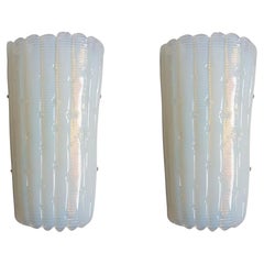 Opalescent Murano Glass Mid-Century Modern Sconces, a Pair