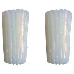 Opalescent Murano Glass Mid-Century Modern Sconces, a Pair