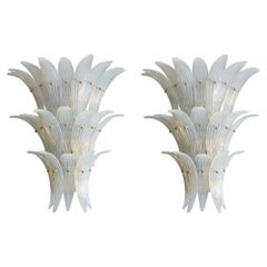 Opalescent Murano glass Palmette sconces - a pair