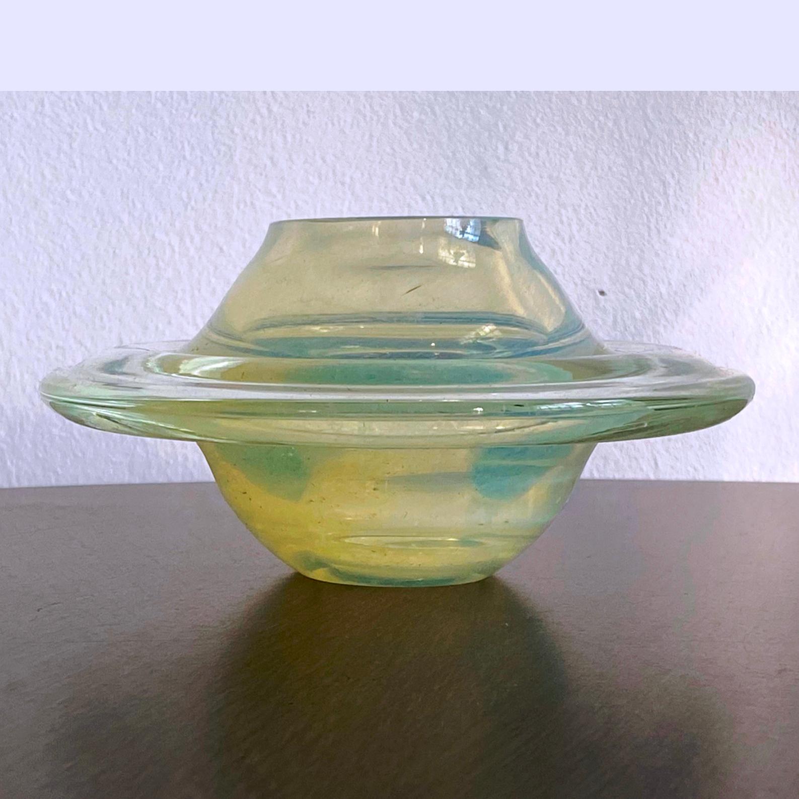 Opalescent Murano Glass Saturn Shaped Planet Paperweight or Bowl, Italy 1960s For Sale 3