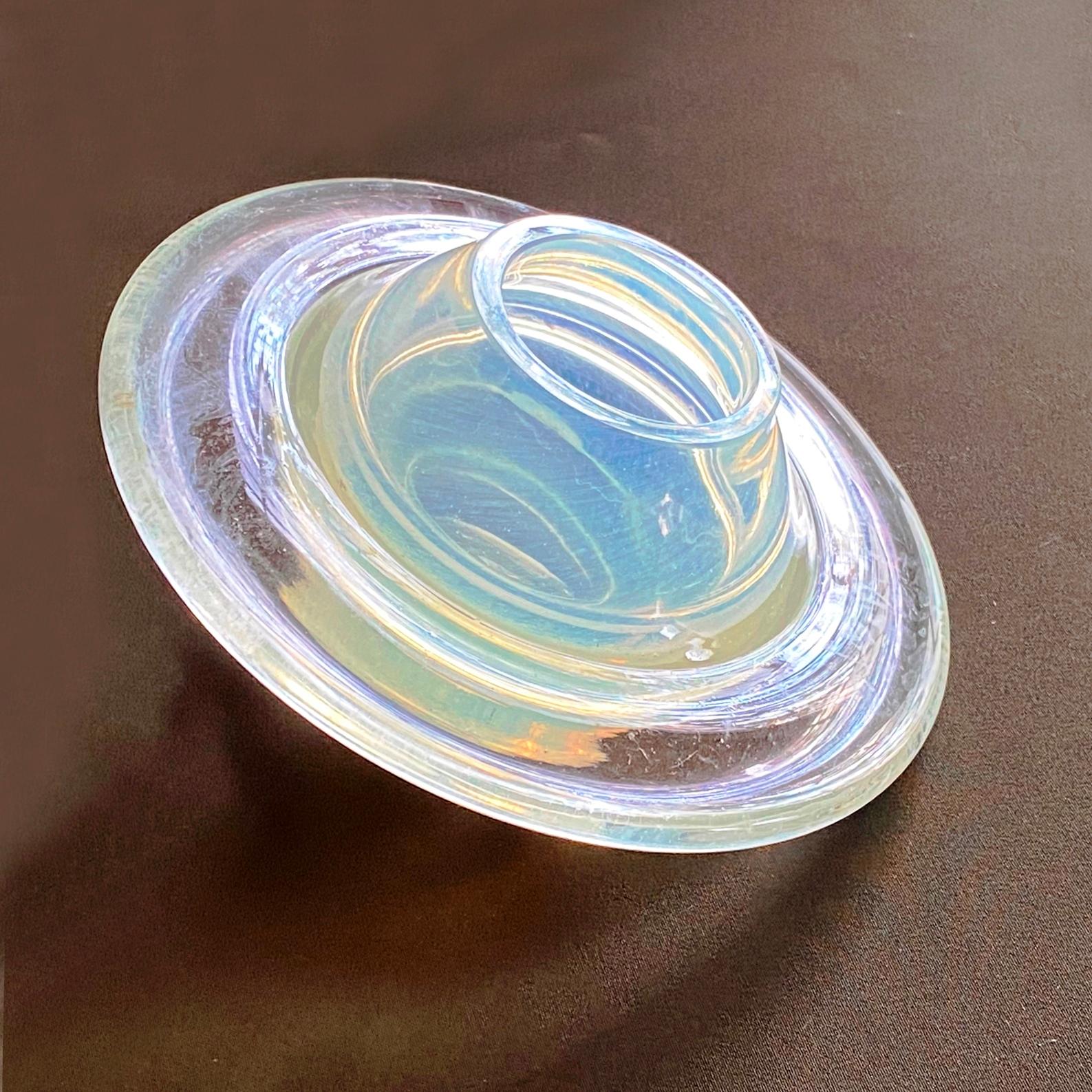 Opalescent Murano Glass Saturn Shaped Planet Paperweight or Bowl, Italy 1960s For Sale 2