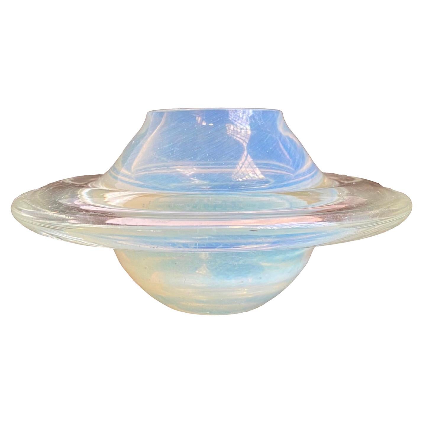 Opalescent Murano Glass Saturn Shaped Planet Paperweight or Bowl, Italy 1960s For Sale