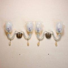 Opalescent Murano Glass wall Sconces. Italy 1970's