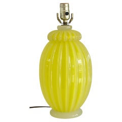 Opalescent Opaline Murano Art Glass Ribbed Table Lamp
