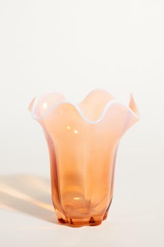 Opalescent Peach Ruffle Vase