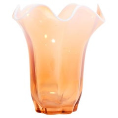 Opalescent Peach Ruffle Vase