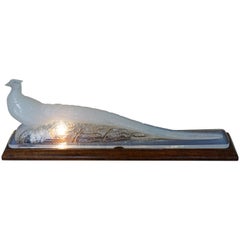 Opalescent Pheasant Art Deco Glass Table Lamp