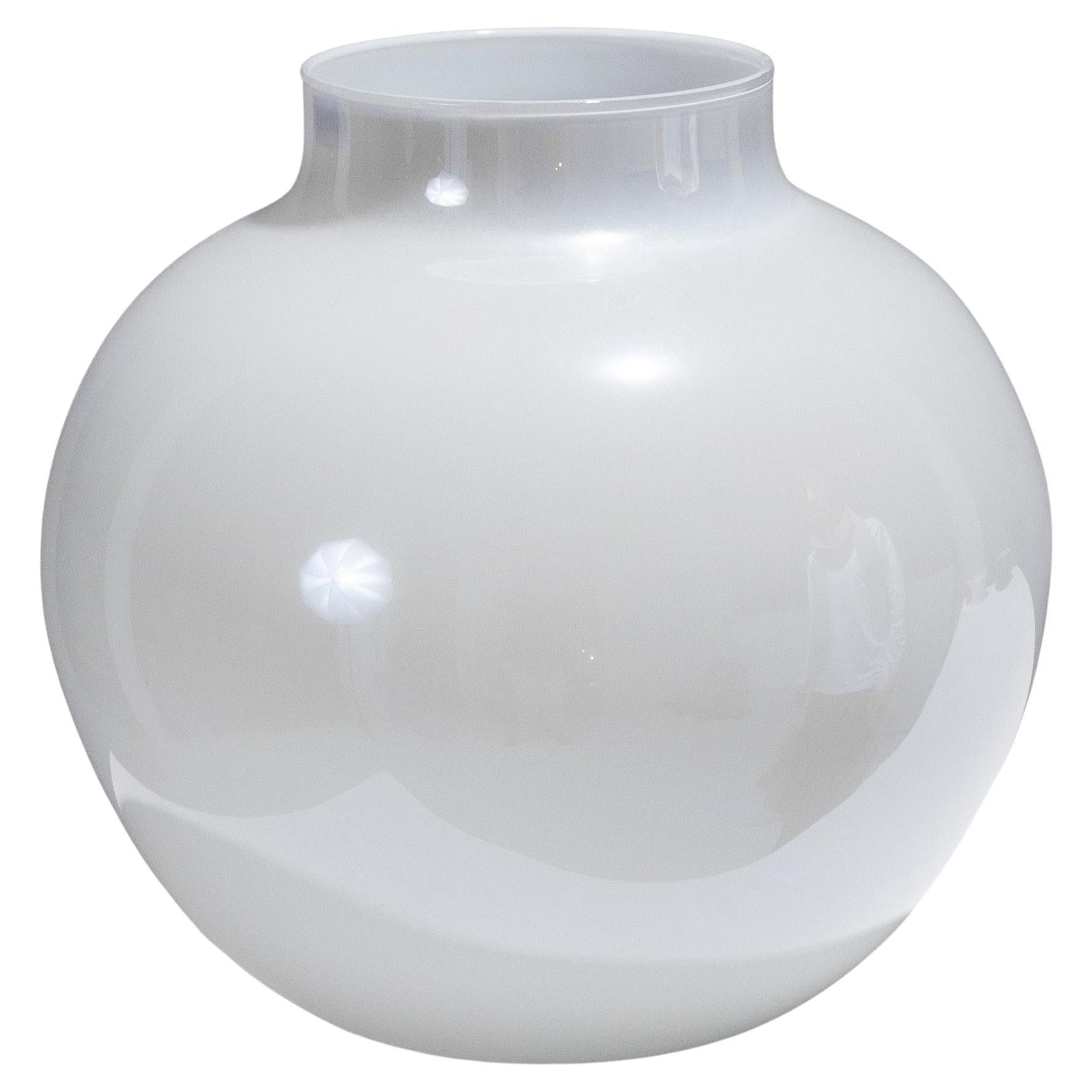 Opalescent White Glass Ball Vase, 1960s