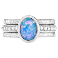 Opalicious Twinkle Stacking Rings In Sterling Silver