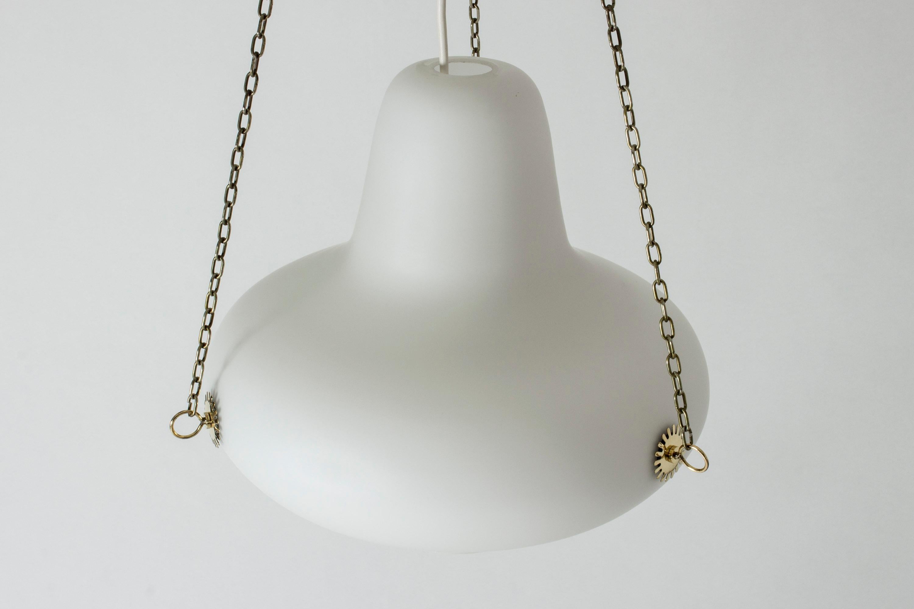Scandinavian Modern Opaline and Brass Ceiling Lamp by Carl-Axel Acking