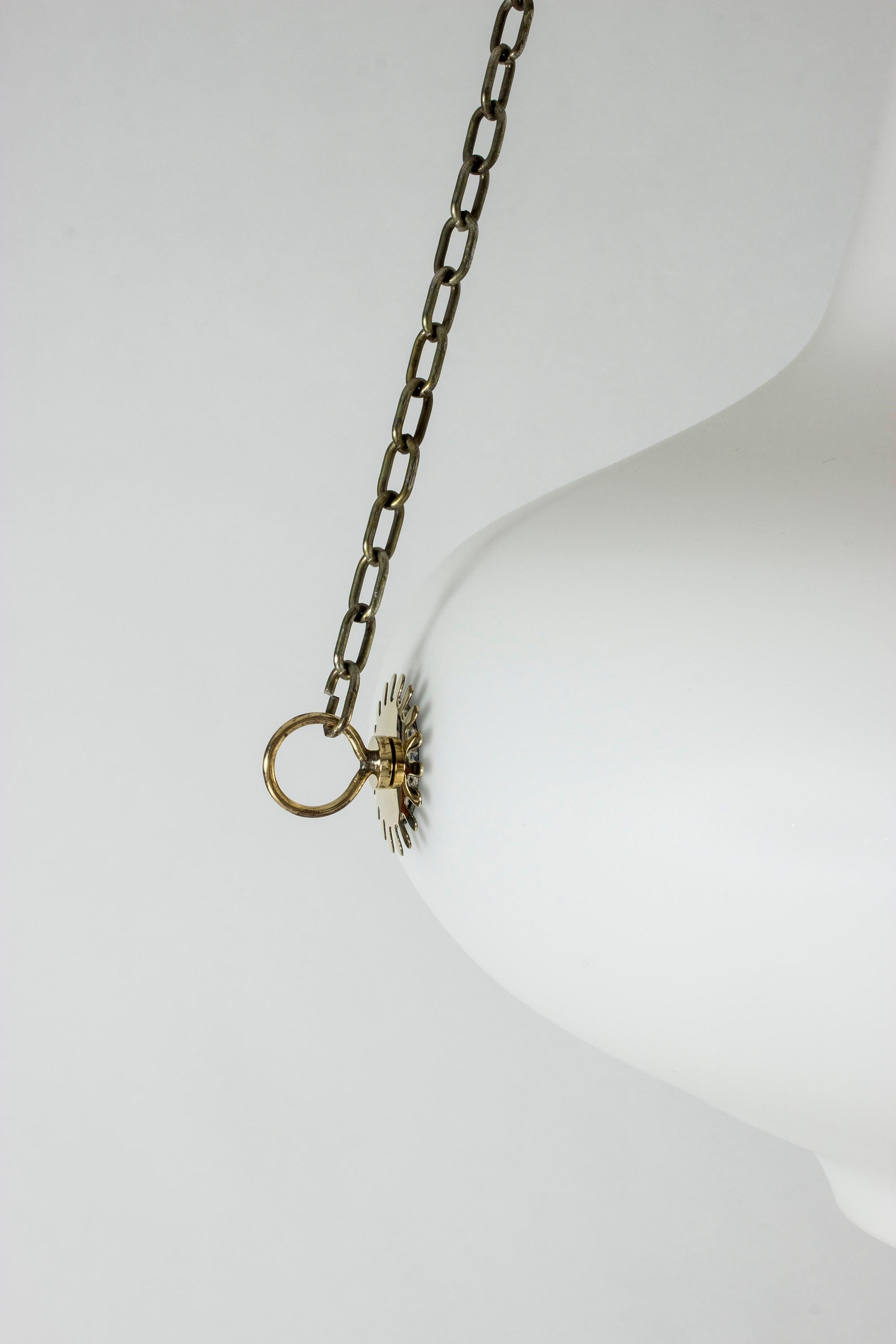 Opaline and Brass Ceiling Lamp by Carl-Axel Acking In Good Condition In Stockholm, SE