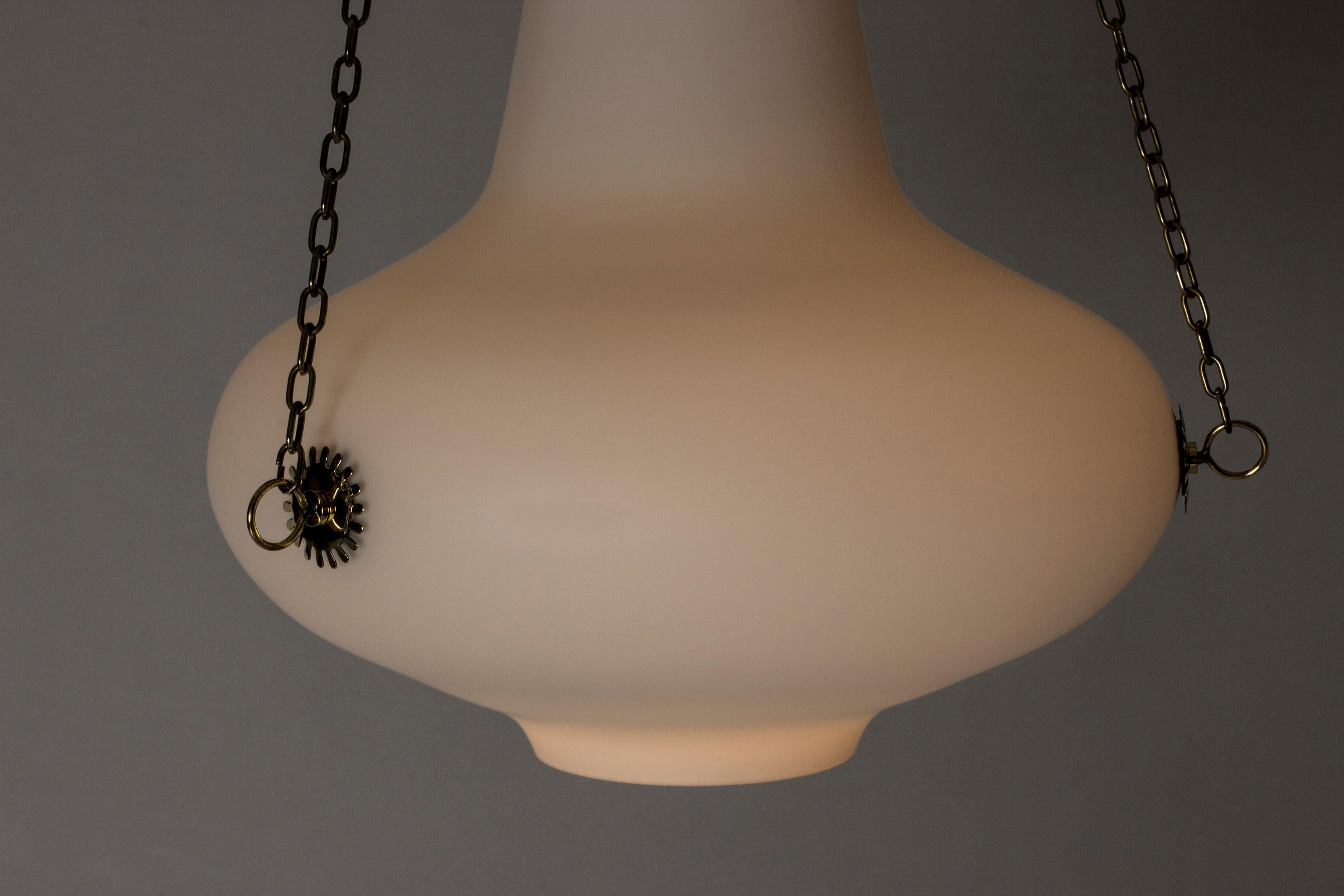 Opaline and Brass Ceiling Lamp by Carl-Axel Acking 1