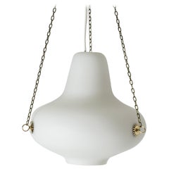 Opaline and Brass Ceiling Lamp by Carl-Axel Acking