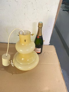 Opaline and Brass Ceiling Light  in Brown Color Made in 1970, Italy