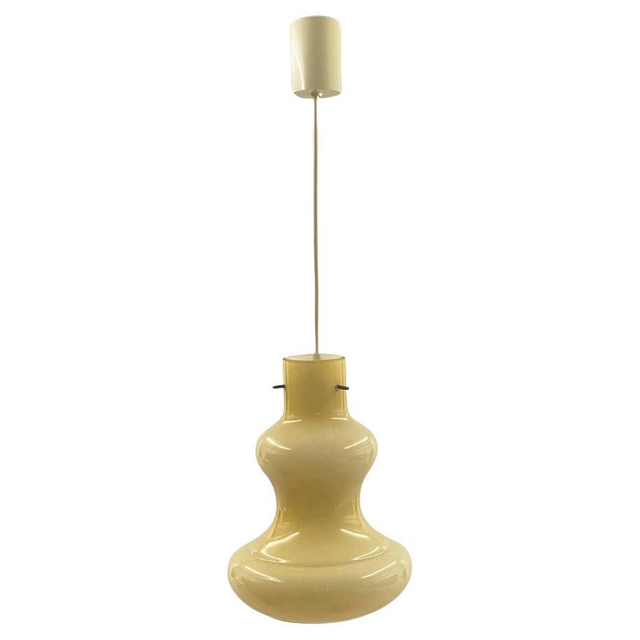 Opaline and Brass Ceiling Light  in Brown Color Made in 1970, Italy For Sale
