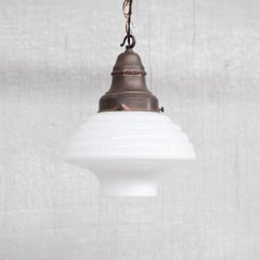 Opaline and Brass French Pendant Light