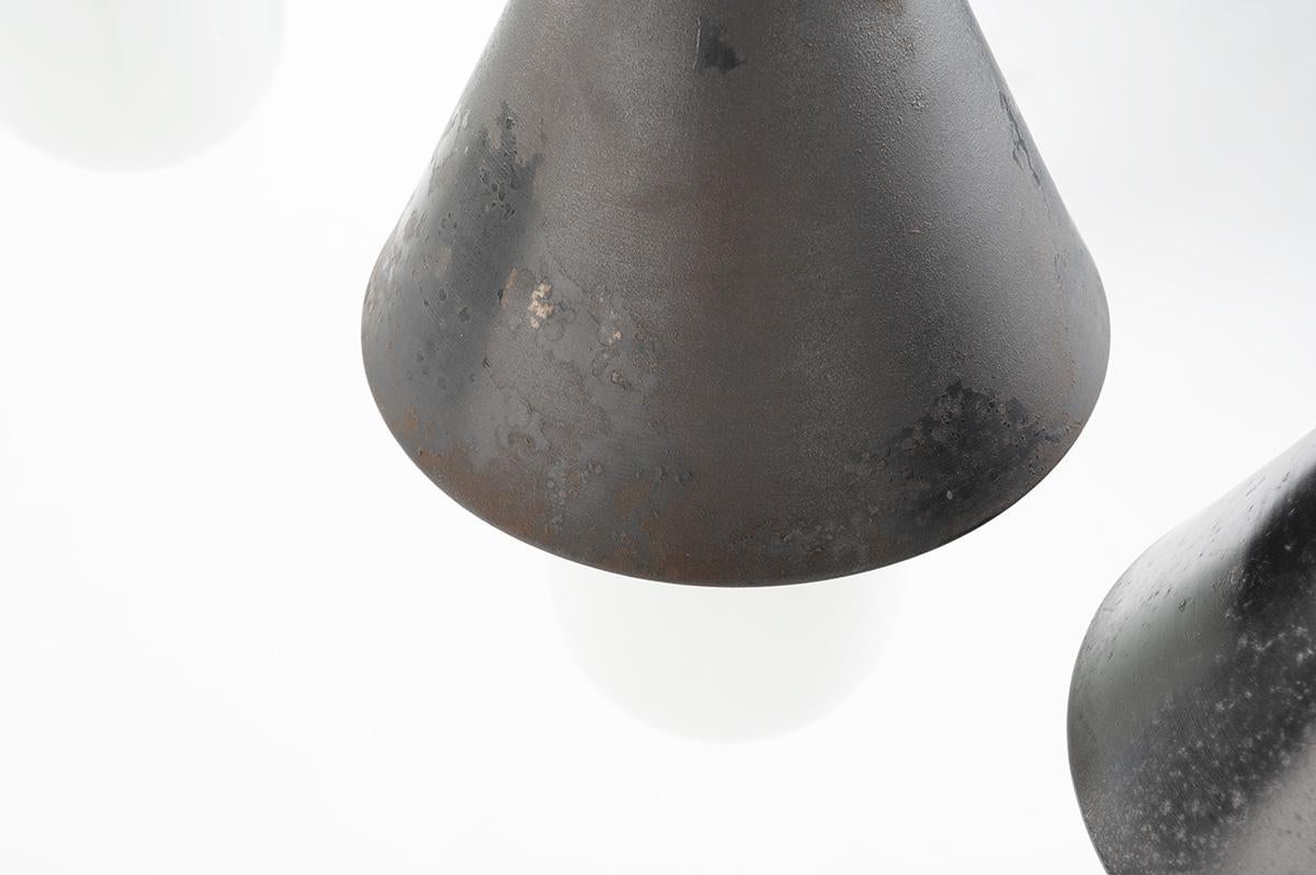 Lampada a sospensione in metallo e opalina di Siemens, 1930 in vendita 5