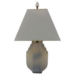 Opaline Art Deco Table Lamp with Glass Finial