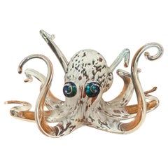 Vintage Opaline Art Glass Octopus Sculpture by Michael Hopko